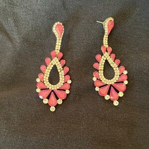 Chic Pink and Gold Teardrop Earrings